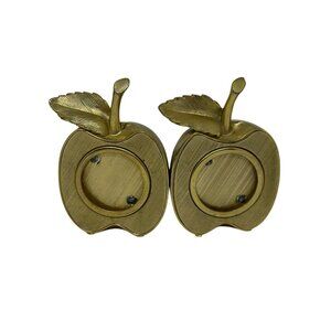 VTG MCM Ted Arnold Solid Brass Apple Photo Frame Pair – 4"x3" MCM Desk Décor 60s